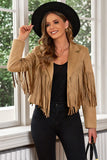 Fringe Trim Lapel Collar Cropped Blazer S-2XL