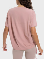 Drawstring Round Neck Short Sleeve Active T-Shirt Sizes 4-12