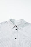 Pocketed Striped Collared Neck LS Button Down Shirt S-XL