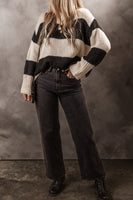 Color Block Round Neck Sweater S-XL