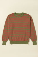 Striped Round Neck Long Sleeve Sweater S-XL