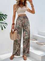 Womens Pants Paisley Printed Wide Leg Pants S-XL