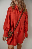 Pocketed Button Down Long Sleeve Shirt Dress S-XL