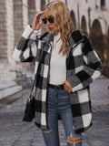 Plaid Collared Neck Coat with Pockets S-XL