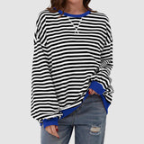 Striped Round Neck Long Sleeve T-Shirt S-XL