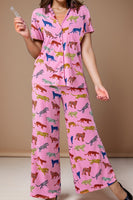 Animal Button Up Top and Pants Lounge Set S-XL