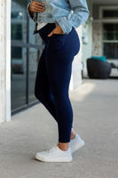 Navy Full Length Leggings with Pockets Sizes 4-28