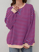 Striped Round Neck Long Sleeve T-Shirt S-XL