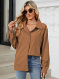 Button Up Dropped Shoulder Long Sleeve S-2XL