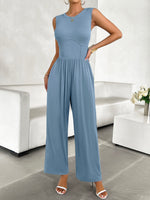 Devine Round Neck Sleeveless Wide Leg Jumpsuit S-XL