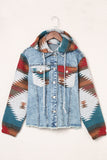 Drawstring Hooded Pocketed Denim Jacket XS-2XL