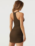 Scoop Neck Wide Strap Mini Dress XS-XL