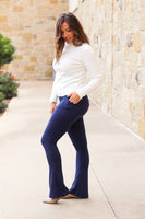 Navy FLARE Leggings with Pocket Size 4-28