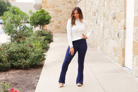 Navy FLARE Leggings with Pocket Size 4-28