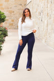 Navy FLARE Leggings with Pocket Size 4-28