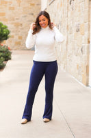 Navy FLARE Leggings with Pocket Size 4-28