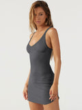 Scoop Neck Wide Strap Mini Dress XS-XL