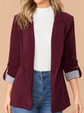 Lapel Collar Roll-Tab Sleeve Blazer S-L