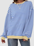 Striped Round Neck Long Sleeve T-Shirt S-XL