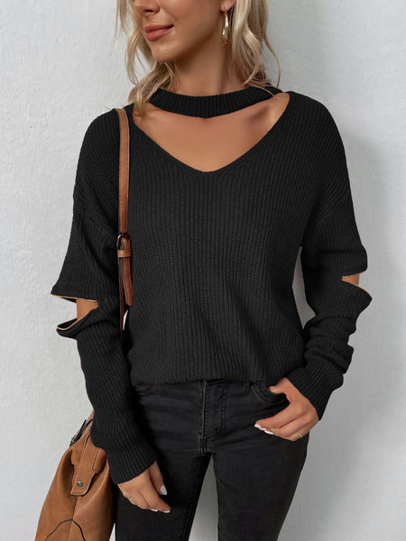 Cutout Zip Detail Sweater S-XL