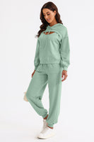 Cutout Drawstring Hoodie and Joggers Active Set S-2XL