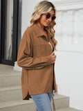 Button Up Dropped Shoulder Long Sleeve S-2XL