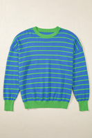 Striped Round Neck Long Sleeve Sweater S-XL