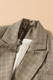 Plaid Lapel Collar Button Cuff Blazer S-2XL