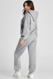 Dropped Shoulder Long Sleeve Hoodie and Pants Active Set S-2XL