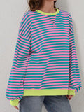 Striped Round Neck Long Sleeve T-Shirt S-XL