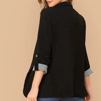 Lapel Collar Roll-Tab Sleeve Blazer S-L