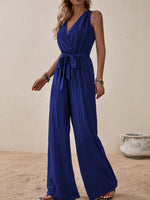 Honey Tied Surplice Sleeveless Wide Leg Jumpsuit S-XL