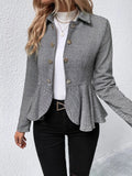 Ruffle Hem Collared Blazer S-XL