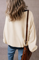 Contrast Round Neck Long Sleeve Sweatshirt S-XL