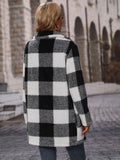 Plaid Collared Neck Coat with Pockets S-XL