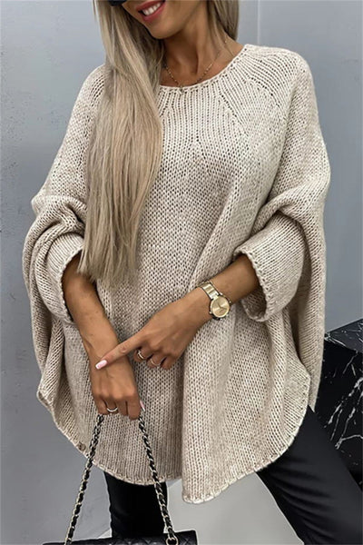 Round Neck Batwing Sleeve Sweater S-XL