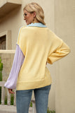 Color Block Round Neck Dropped Shoulder Sweater S-XL