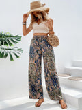 Womens Pants Paisley Printed Wide Leg Pants S-XL