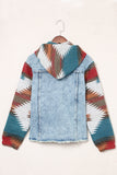 Drawstring Hooded Pocketed Denim Jacket XS-2XL