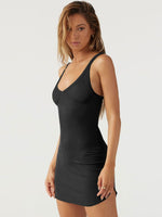 Scoop Neck Wide Strap Mini Dress XS-XL