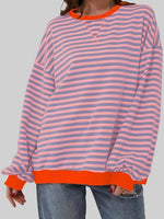 Striped Round Neck Long Sleeve T-Shirt S-XL