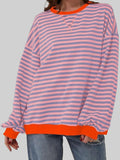 Striped Round Neck Long Sleeve T-Shirt S-XL