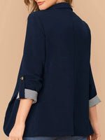 Lapel Collar Roll-Tab Sleeve Blazer S-L