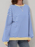 Striped Round Neck Long Sleeve T-Shirt S-XL