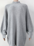 Mock Neck Dropped Shoulder Sweater Dress S-XL