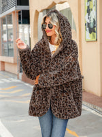 Leopard Hooded Coat with Pockets S-XL