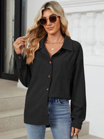 Button Up Dropped Shoulder Long Sleeve S-2XL