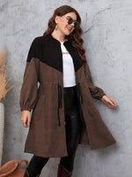 Honey Two-Tone Dropped Shoulder Trench Coat 1XL-4XL