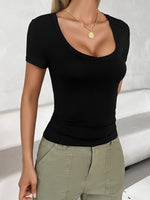 Scoop Neck Short Sleeve T-Shirt S-XL