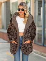 Leopard Hooded Coat with Pockets S-XL